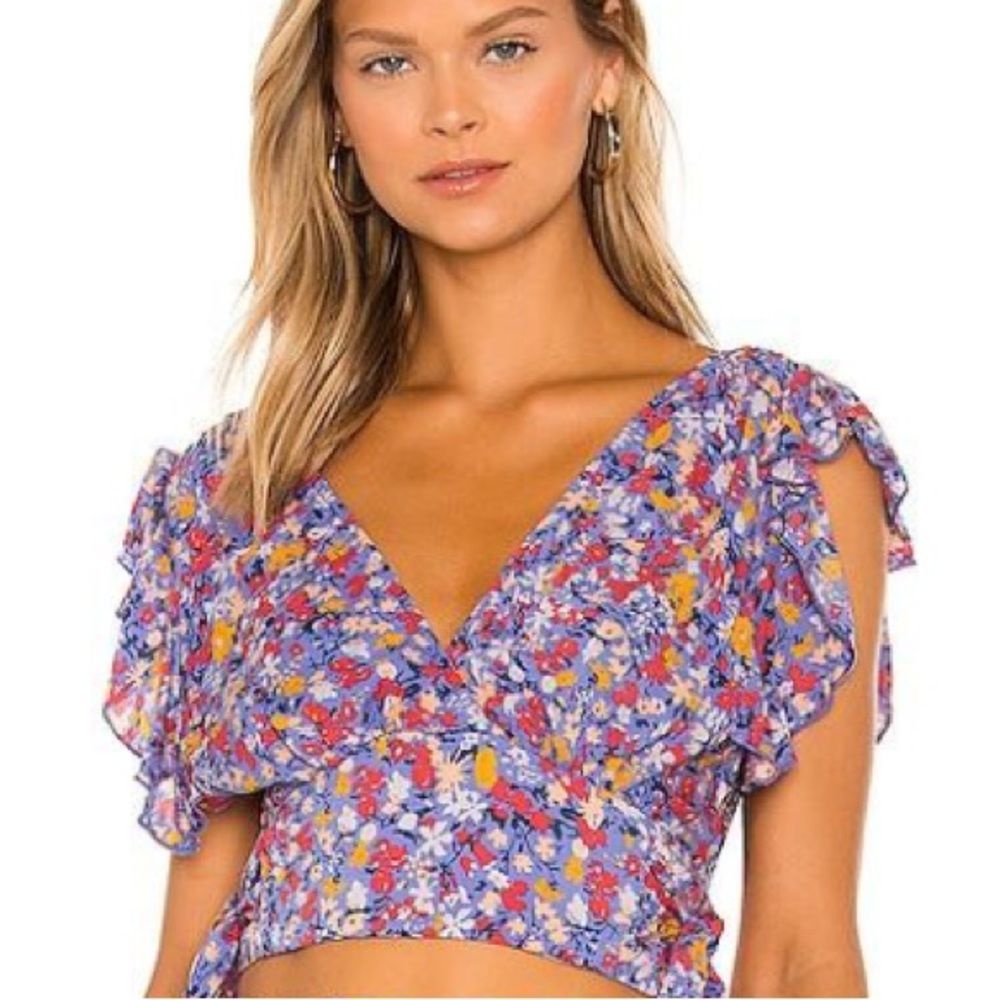 Free People Pretty Daze Floral Flounce  Crop Top
